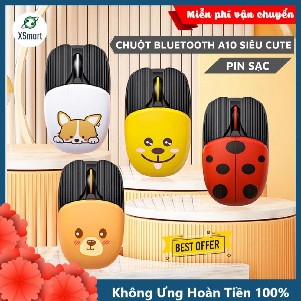 Chuột Bluetooth Không Dây A10 Hình Chibi Siêu Cute, Sử Dụng Pin Sạc Dùng Văn Phòng, Chơi Game Điện Thoại, Máy tính, PC