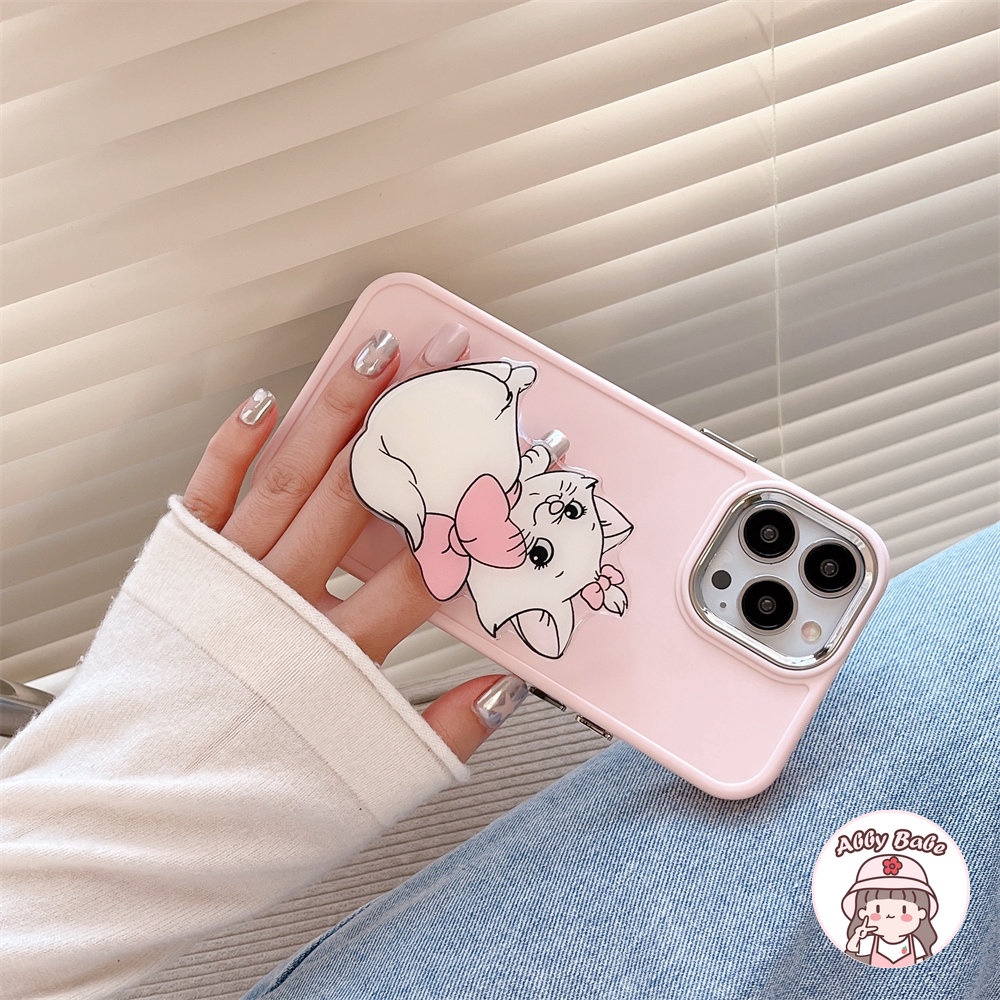 Ốp Điện Thoại TPU Mềm Chống Mồ Hôi Họa Tiết Mèo Hoạt Hình Có Giá Đỡ Kim Loại Cho IPhone 14 Pro Max 13 12 11 Pro Max