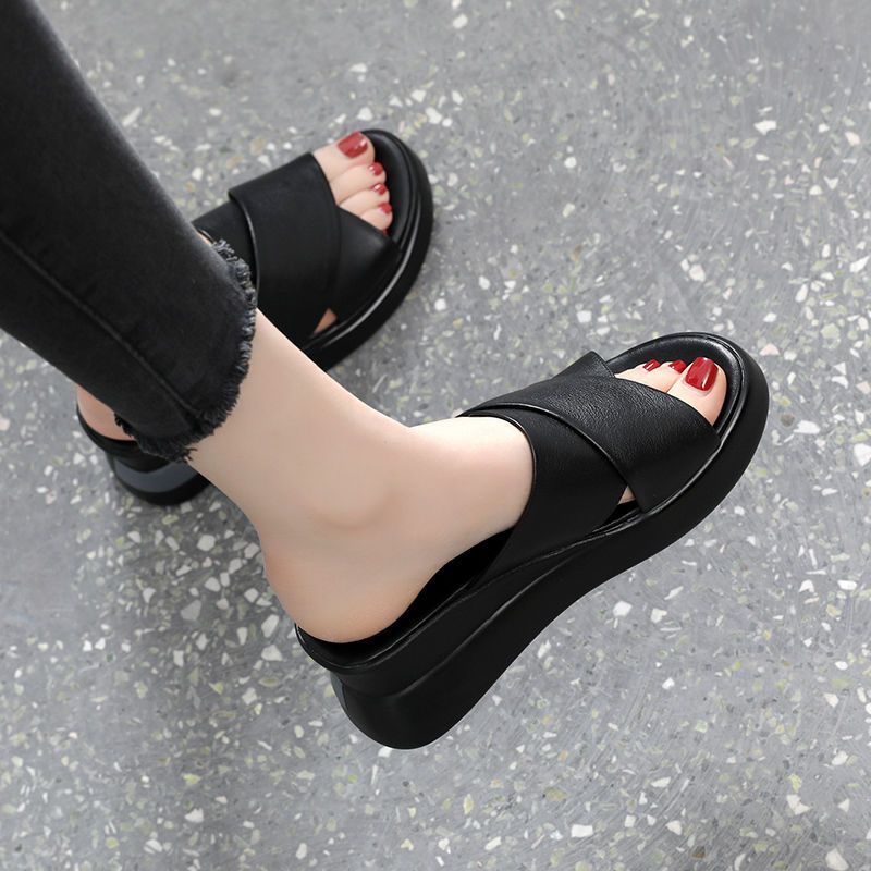 Dép Da Cao Gót Đế Xuồng Mềm Thời Trang Mùa Hè 2022 Cho Nữ