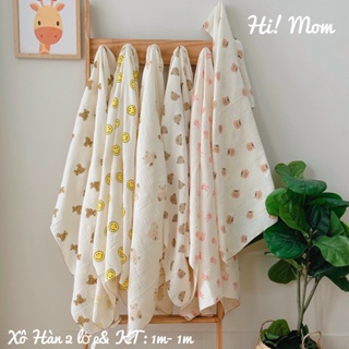 Khăn tắm xô vải sợi Muslin cao cấp Himom kids cho bé từ sơ sinh làm khăn