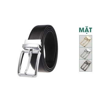 Thắt lưng nam NINE da bò nguyên tấm màu đen khóa cài