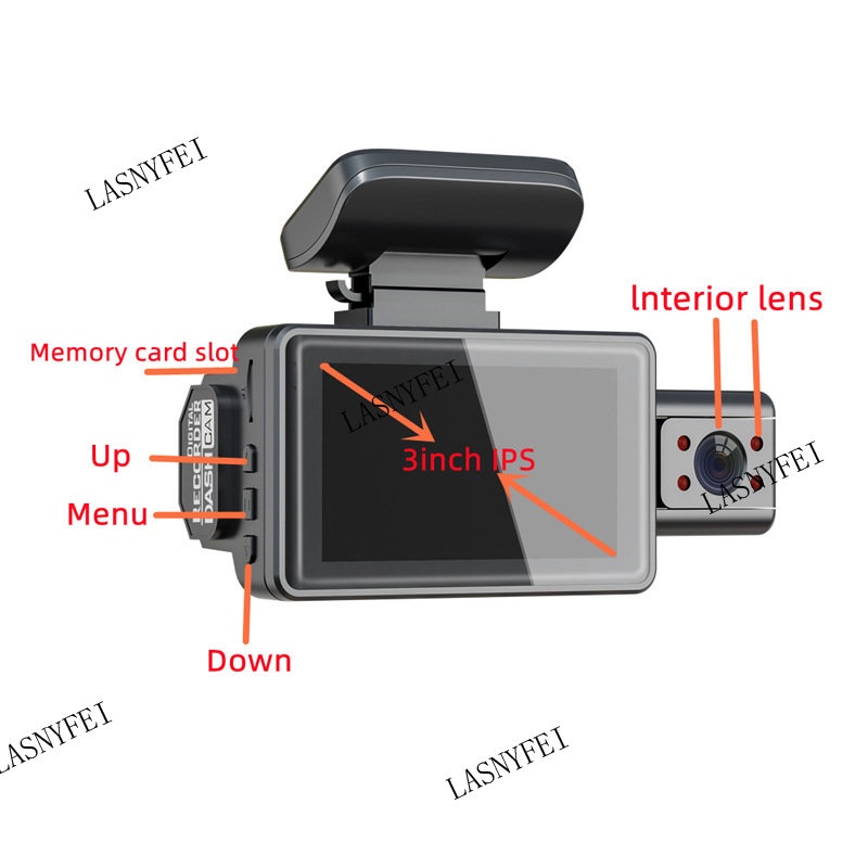 Camera Hành Trình 3 Chiều HD 1080 3 Inch IPS Có Thể Xoay Được