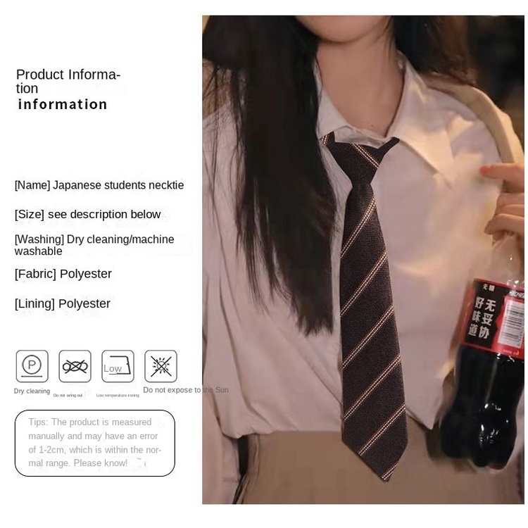 Cà Vạt Nơ Đồng Phục Kẻ Sọc Nâu Phong Cách Preppy Cổ Điển Cho Nữ