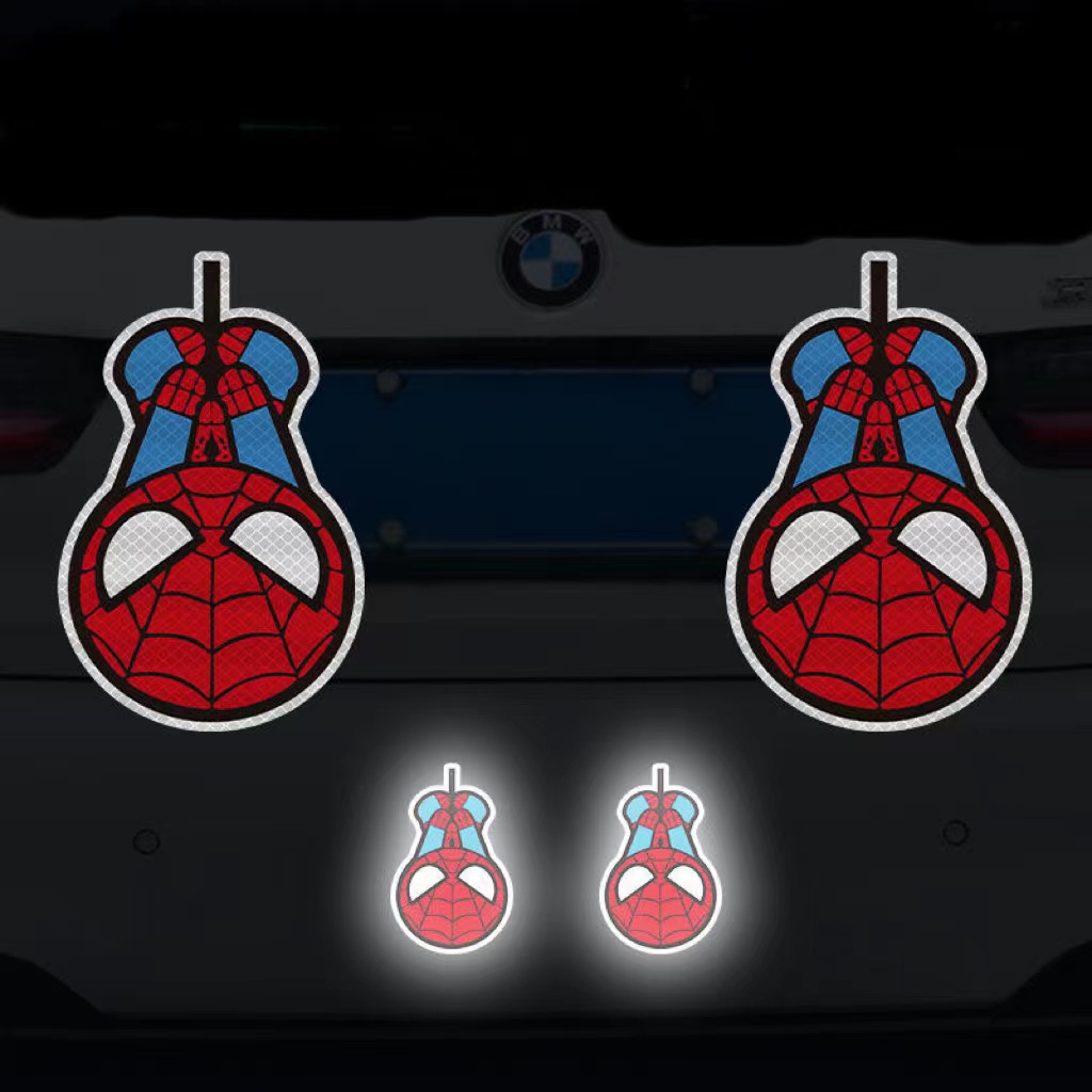 Hl Miếng Dán Phản Quang Chống Nước In Hình Người Nhện Hoạt Hình Trang Trí Xe Hơi / Xe Máy