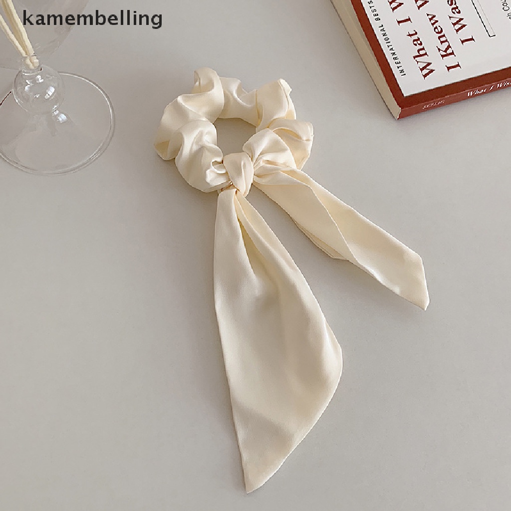 Dây Buộc Tóc Ruy Băng Dài Co Giãn Màu Trơn Thời Trang Thanh Lịch Cho Nữ