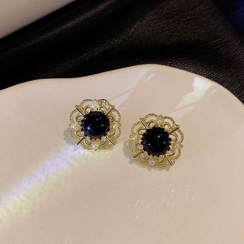 Bông Tai Kim Loại Hình Bướm Đen Đính Đá Thời Trang 2023