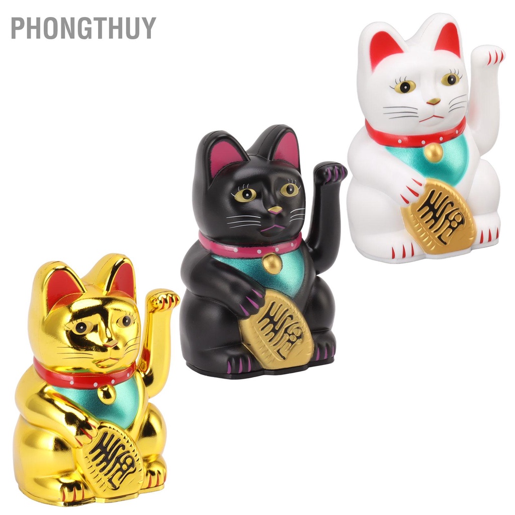 Mèo thần tài - mèo vẫy tay may mắn 4 inch bằng pin hút tài lộc Trang trí bàn làm việc Tặng quà