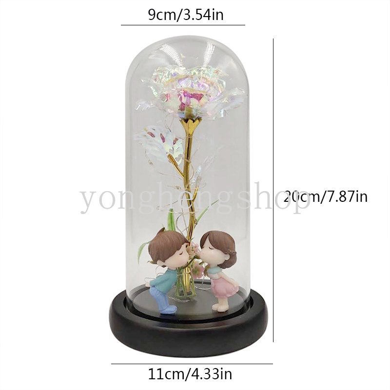 Chụp Đèn LED Bằng Kính Ánh Sáng Vàng Hình Hoa Hồng Dùng Làm Quà Tặng Lãng Mạn