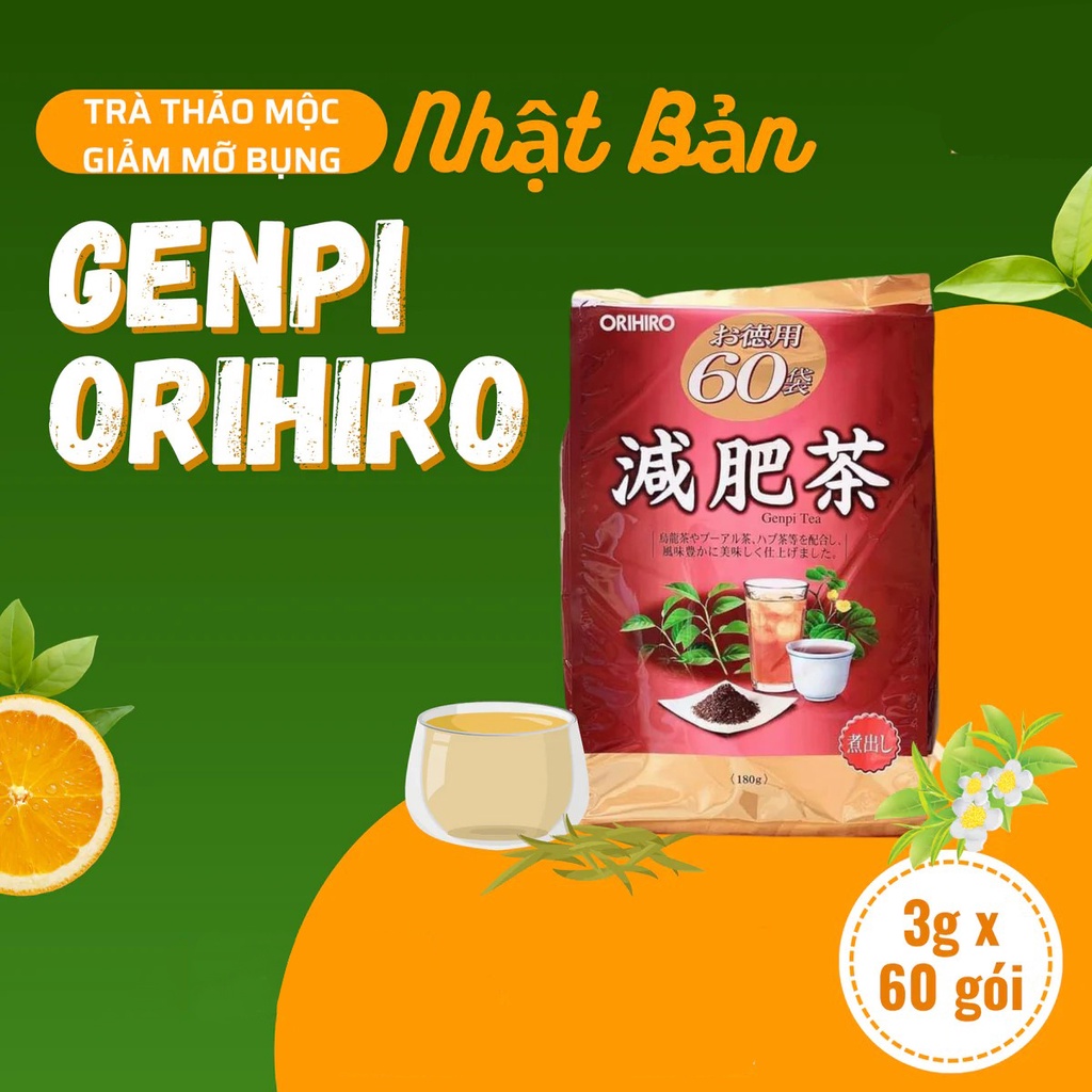 Trà Genpi hỗ trợ giảm mỡ thừa Orihiro Nhật Bản 60 gói/túi