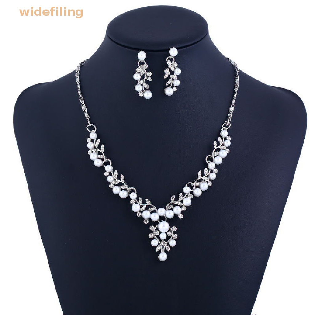 Bộ Vòng cổ + Bông Tai Đính Ngọc Trai Nhân Tạo Thanh Lịch Cho Nữ