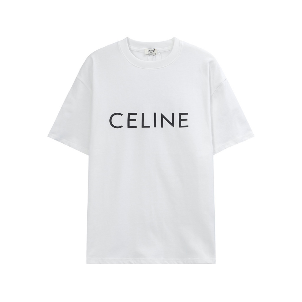 CELIN.E23 early spring new fashion logo letter printing simple all-match slimming 240g Terry short sleeve t-shirt