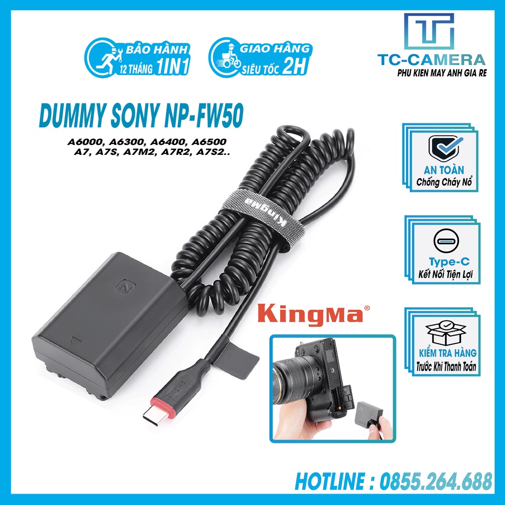 Pin ảo/ giả pin/ Pin. Dummy Kingma for Sony NP-FW50 ( Chính Hãng KingMa )