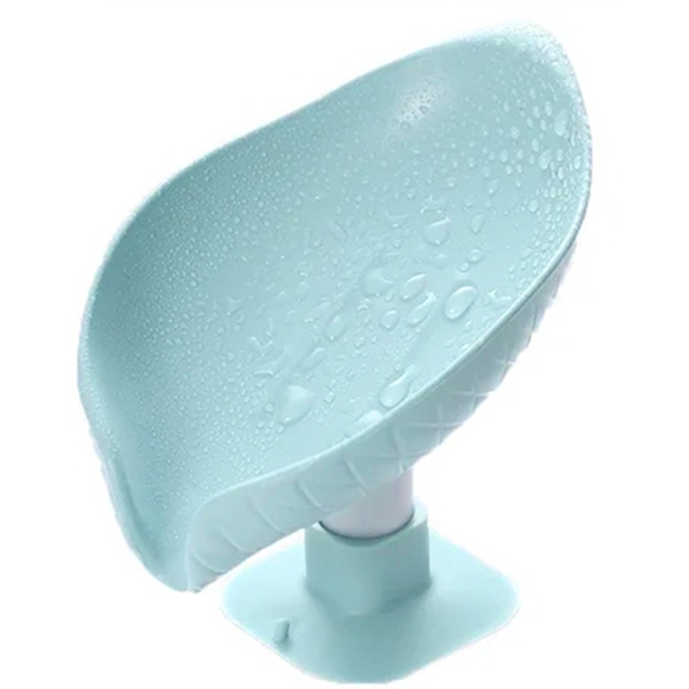Giá giữ xà phòng cục thoát nước hình chiếc lá có giác hút không cần khoan lỗ xoay được sáng tạo