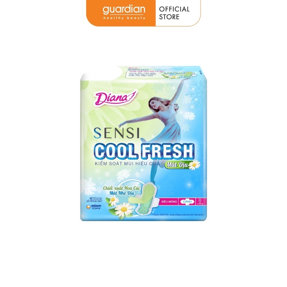 Băng Vệ Sinh Diana Sensi Cool Fresh Mát Dịu Siêu Mỏng Cánh 8 Miếng