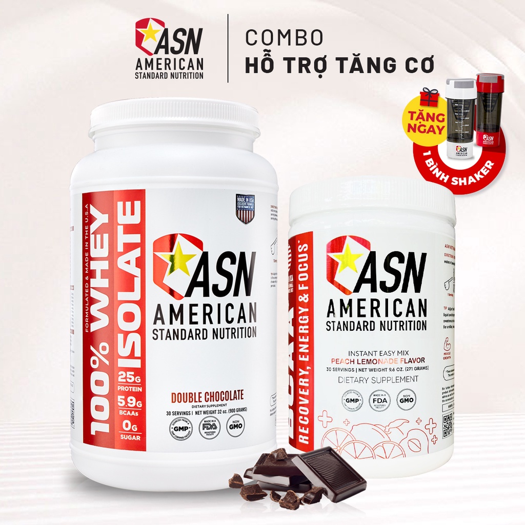 COMBO TĂNG CƠ: ASN Whey Protein Isolate - Double Chocolate & ASN BCAA+