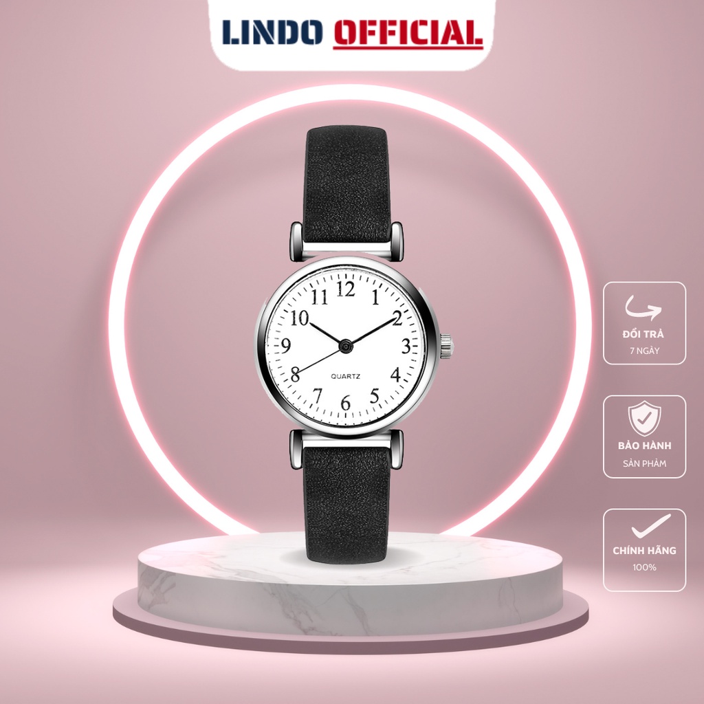 Đồng hồ nữ dây da chính hãng mặt tròn nhỏ cao cấp đẹp thời trang D-ZINER ND58