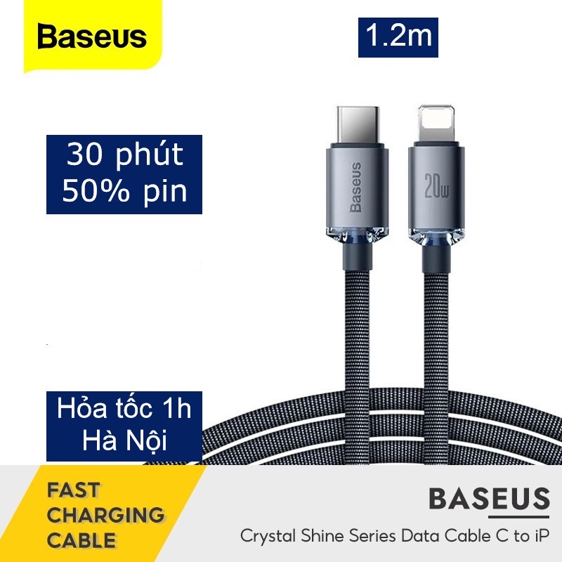 Dây sạc nhanh baseus 20w, cáp type c to L Táo , sạc 30 phút đầy 50% pin, bảo hành 6 tháng- ABSHOP365