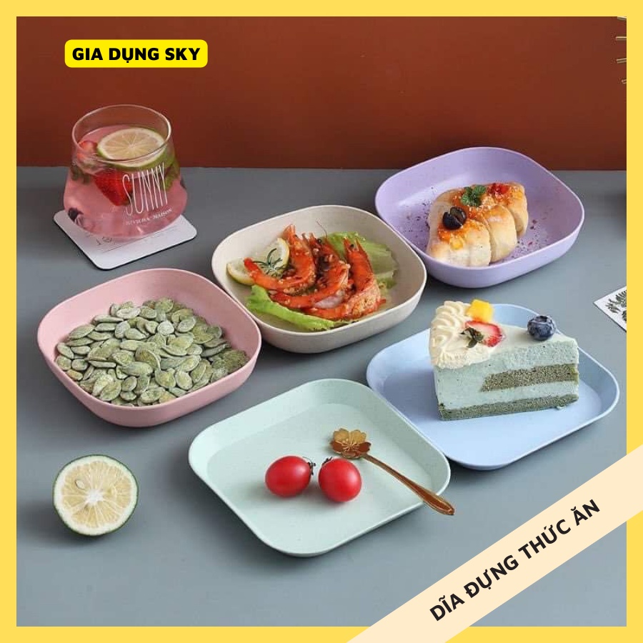 Set 8 Cái Đĩa Nhựa Nhìu Màu Đĩa Hình Vuông Siêu Xinh Màu Sắc Hiện Đại (MSP NHN1039)