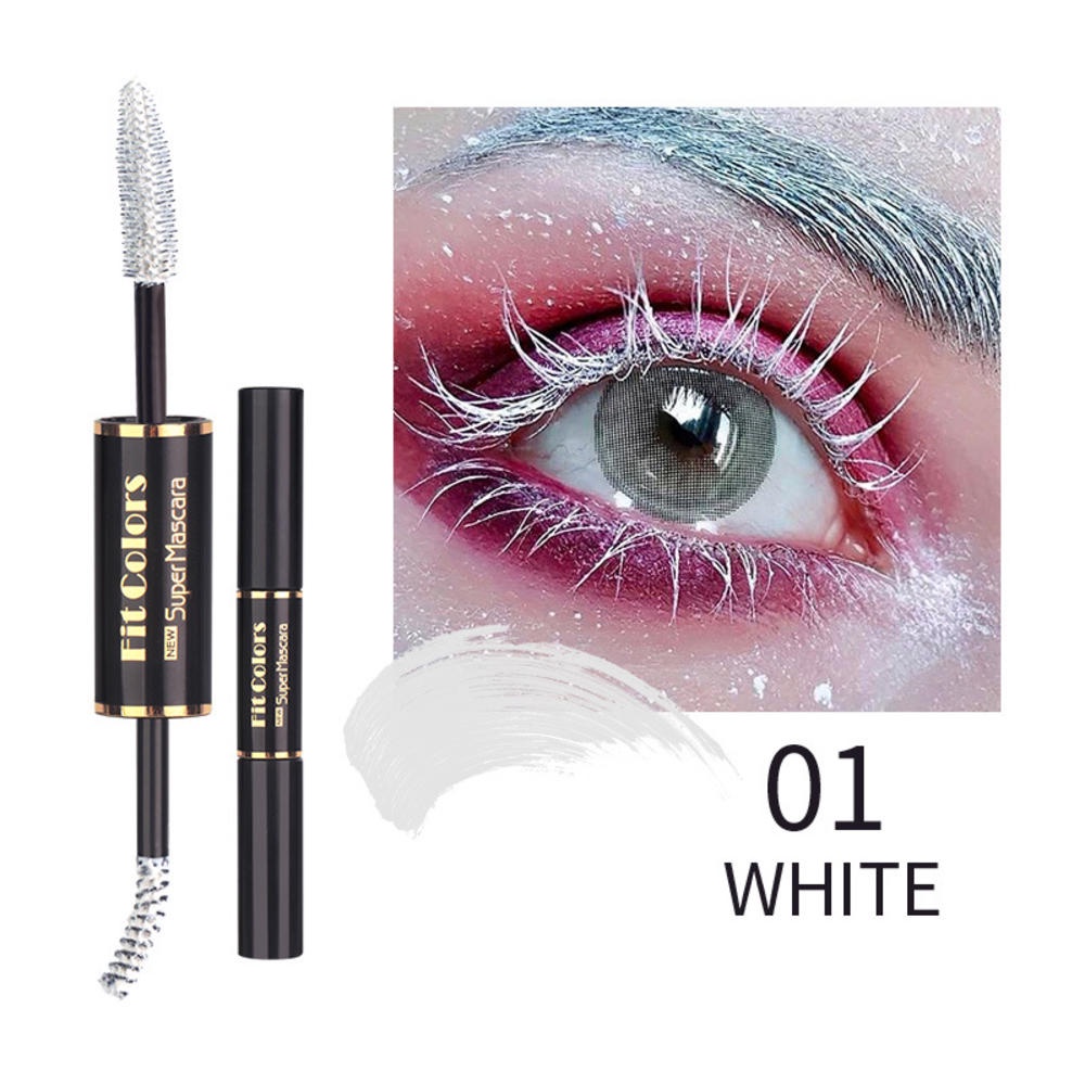 Mascara Hai Đầu 5 Màu Sắc Tùy Chọn Chống Thấm Nước Nhanh Khô Uốn Cong Làm Dài Lông Mi Trang Điểm Màu Xanh Dương Tím