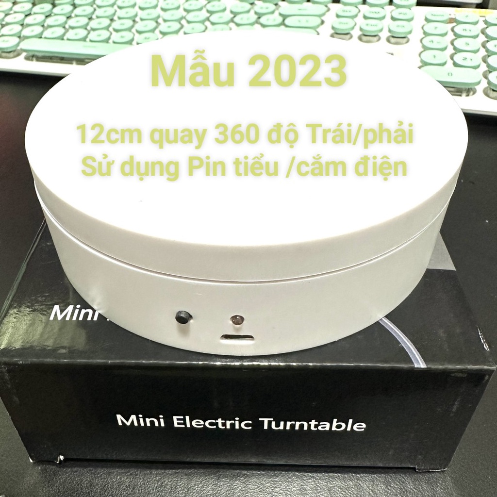 Bàn xoay trưng bày sản phẩm đế xoay trưng bày sản phẩm 12cm xoay 360 độ dùng pin hoặc cắm điện trực tiếp