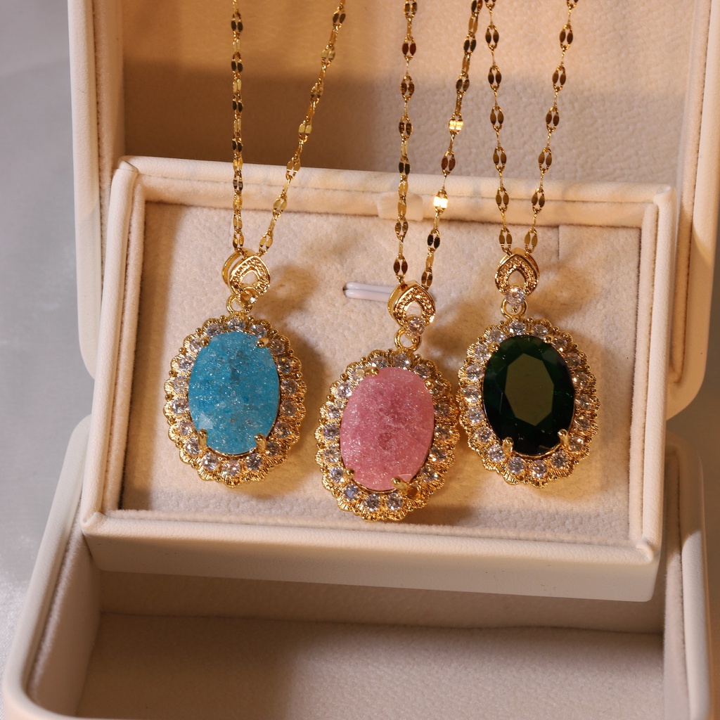 Vòng cổ Đính Đá sapphire Đỏ Thời Trang Cho Nữ