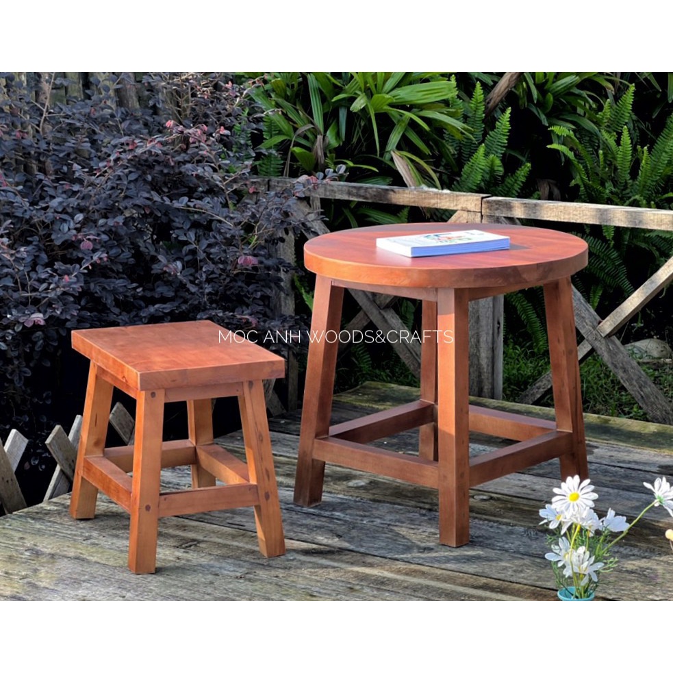 Ghế Đôn, Ghế Gỗ, Gỗ Chữ A Mặt Chữ Nhật, Chân Dáng Thẳng Decor Trang Trí Kích Thước 28x40cm