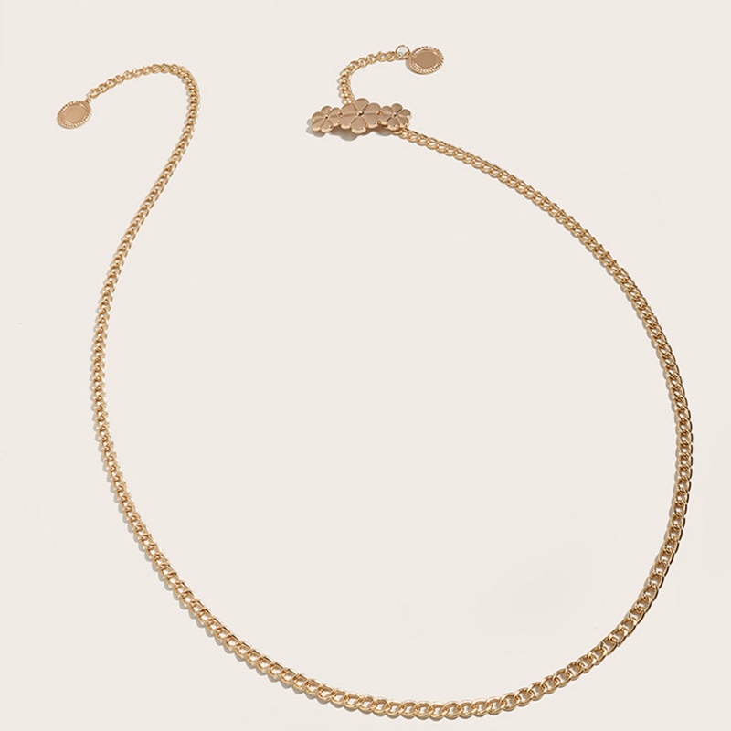 Thắt Lưng Dây Xích Mặt Hoa Hồng Bằng Hợp Kim Màu Vàng Thời Trang Cho Nữ