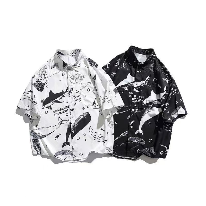 Áo Sơ Mi Ngắn Tay In Họa Tiết Thời Trang Mùa Hè Cho Nam Nữ
