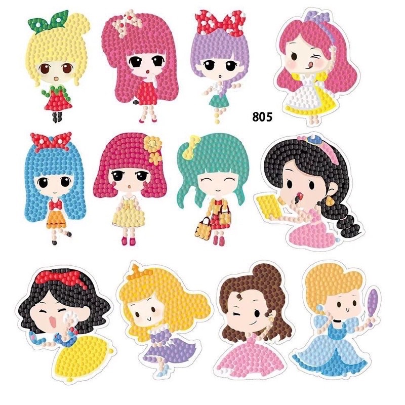 Tranh đính đá, sticker đính đá trang trí đồ dùng luyện khả năng tập trung và kiên nhẫn