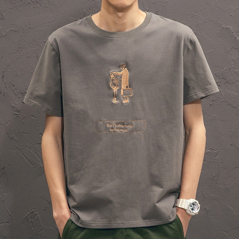 Áo thun AOKANG ngắn tay cổ tròn phong cách Hàn Quốc thời trang cho nam