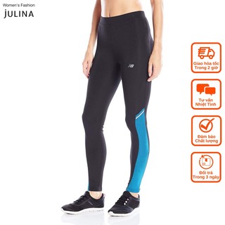 Quần dài thun thể thao nữ bó sát màu đen sọc xanh jf504 - Size M