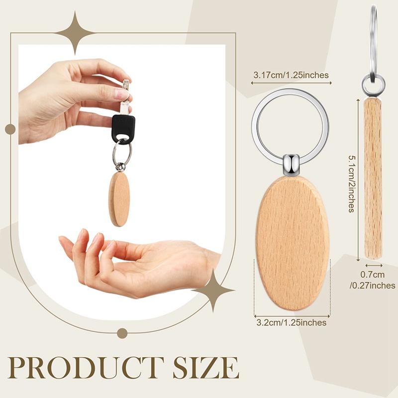 Bộ 100 Móc Khóa Bằng Gỗ Chưa Hoàn Thành Dùng Làm Đồ Thủ Công DIY