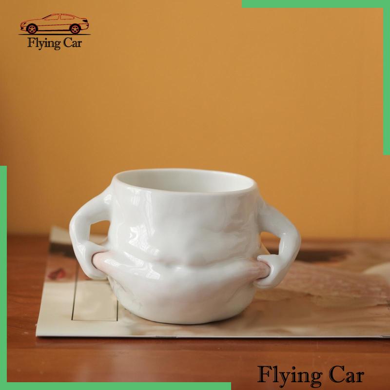 Cốc Uống Cà Phê Bằng Sứ Màu Trắng Có Tay Cầm Vui Nhộn Lzdjfmy2