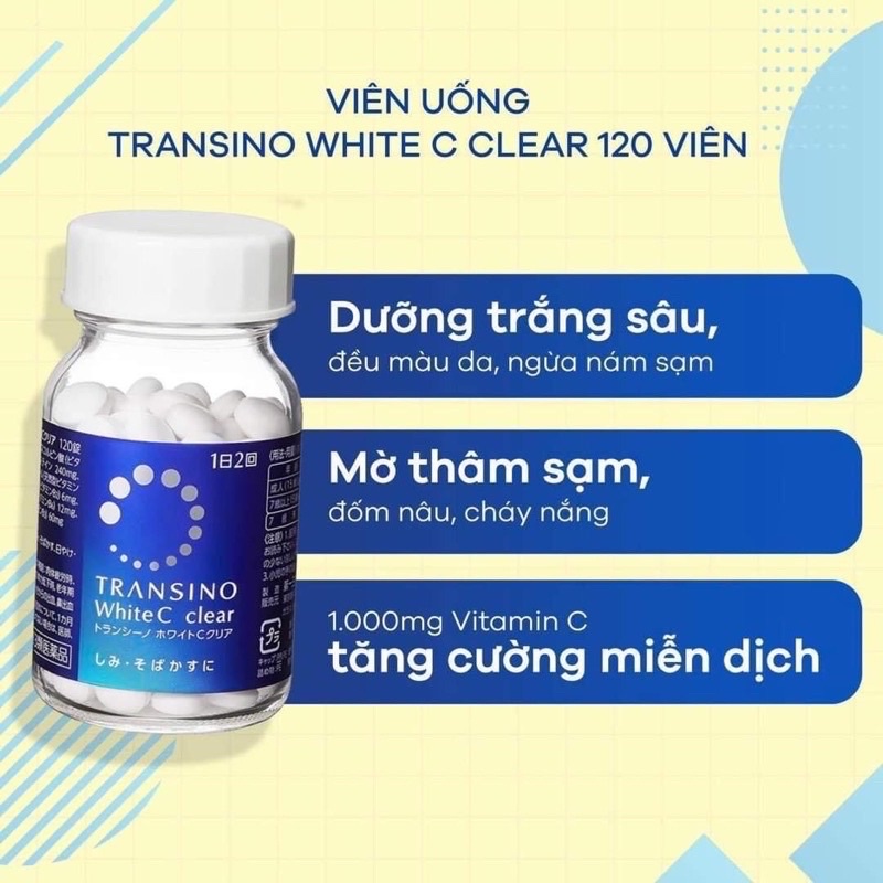 Viên Uống Trị Nám Tàng Nhang Trắng Da Transino White C 120viên