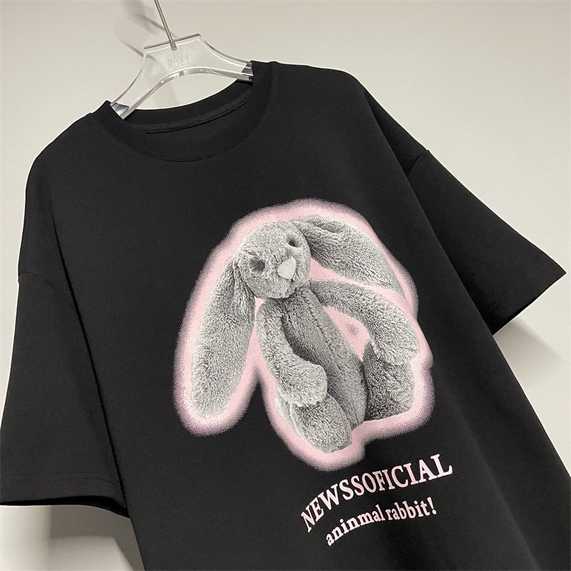 Xiaozhainv Áo Thun Tay Ngắn In Hình Dễ Thương Phong Cách retro Mỹ 4 Màu Lựa Chọn