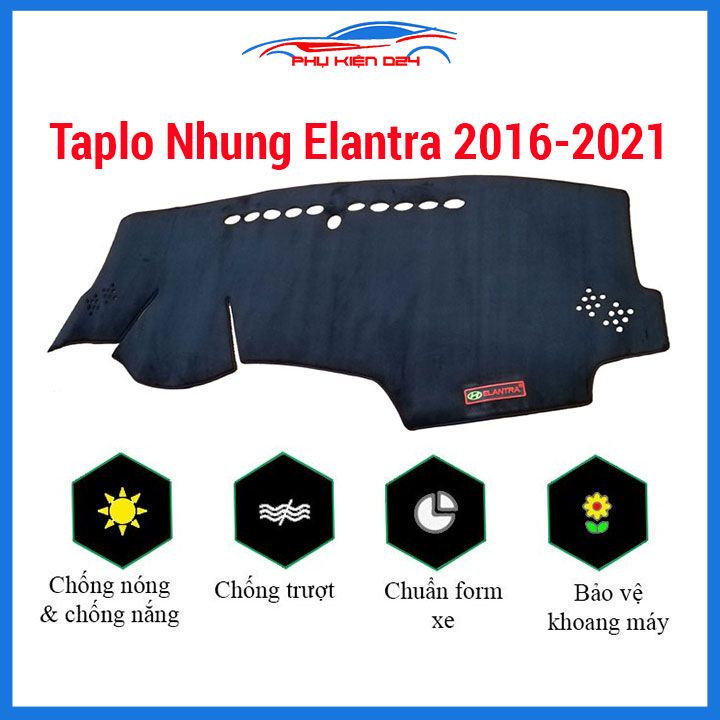 Thảm taplo nhung Elantra 2016-2017-2018-2019-2020-2021 chống nắng nóng làm mát xe mở rộng tầm nhìn