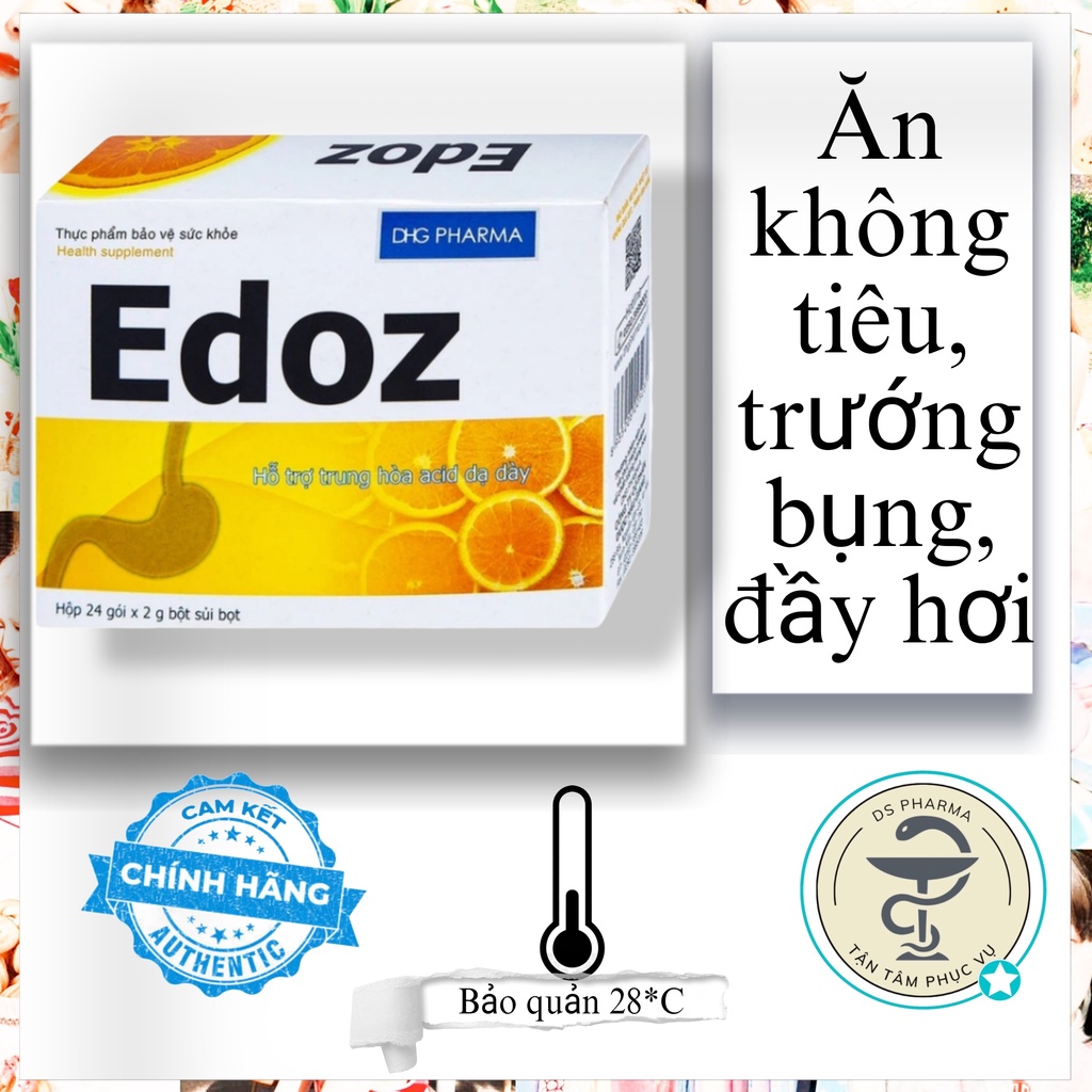 Edoz Giảm Khó Tiêu, Trướng Bụng, Đầy Hơi, Không Tiêu (Hộp 24 gói)