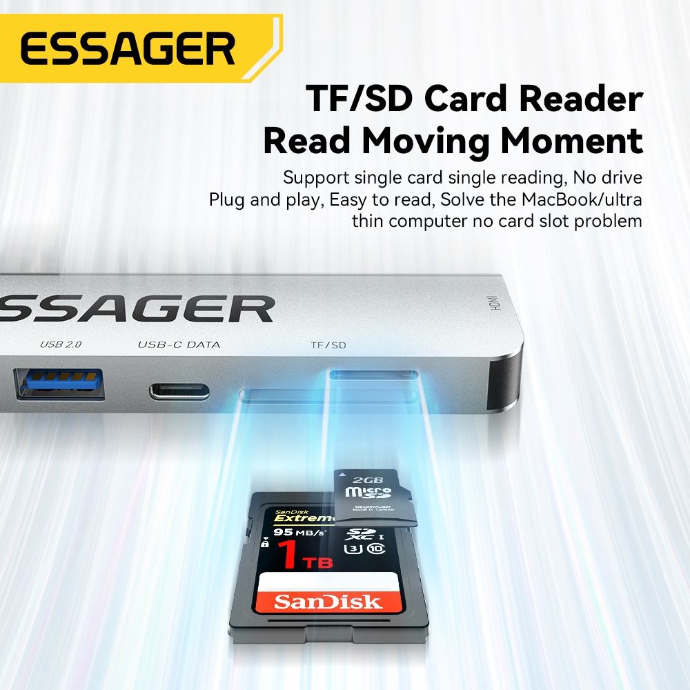 Essager HUB USB 3.0 Đọc Thẻ SD Tốc Độ Cao 7 Trong 1