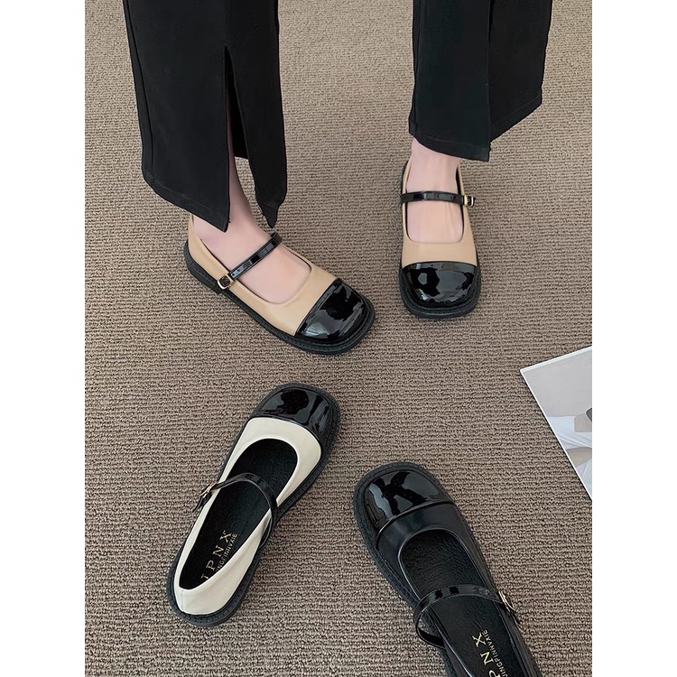 Giày Mary Janes mũi vuông da mềm mã 809