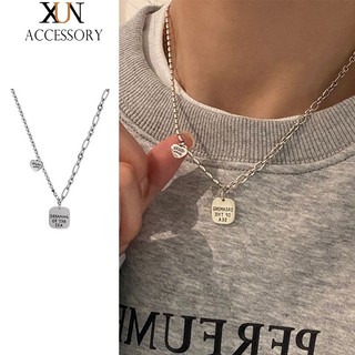 Vòng cổ hip hop Mặt Vuông Ghép Nối Hình Trái Tim Phong Cách Hàn Quốc