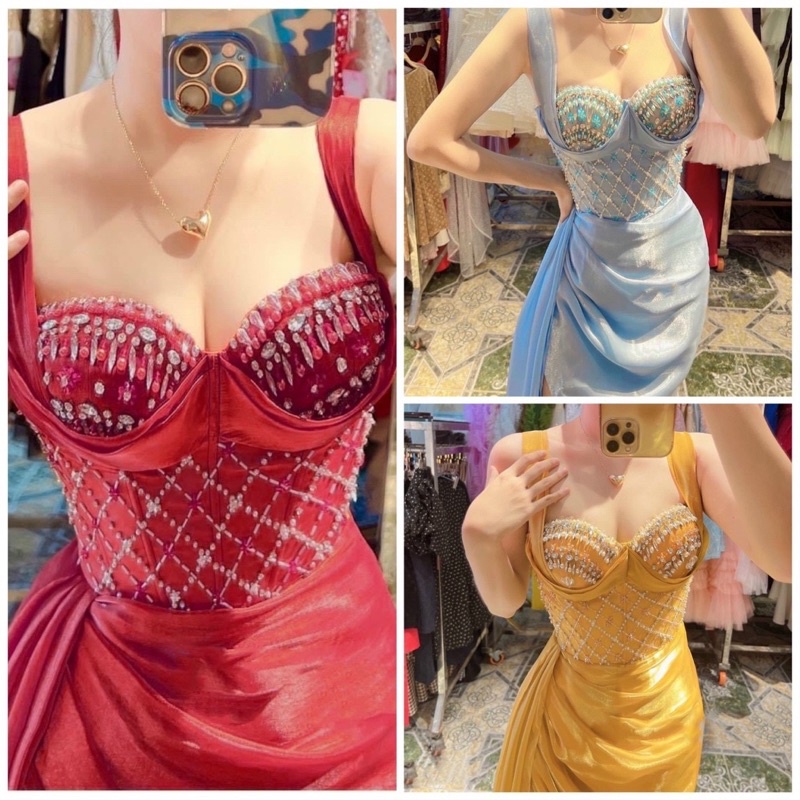 Đầm body dự tiệc TRIPBLE T DRESS cúp bra kết cườm - Size S/M/L - MS286Y
