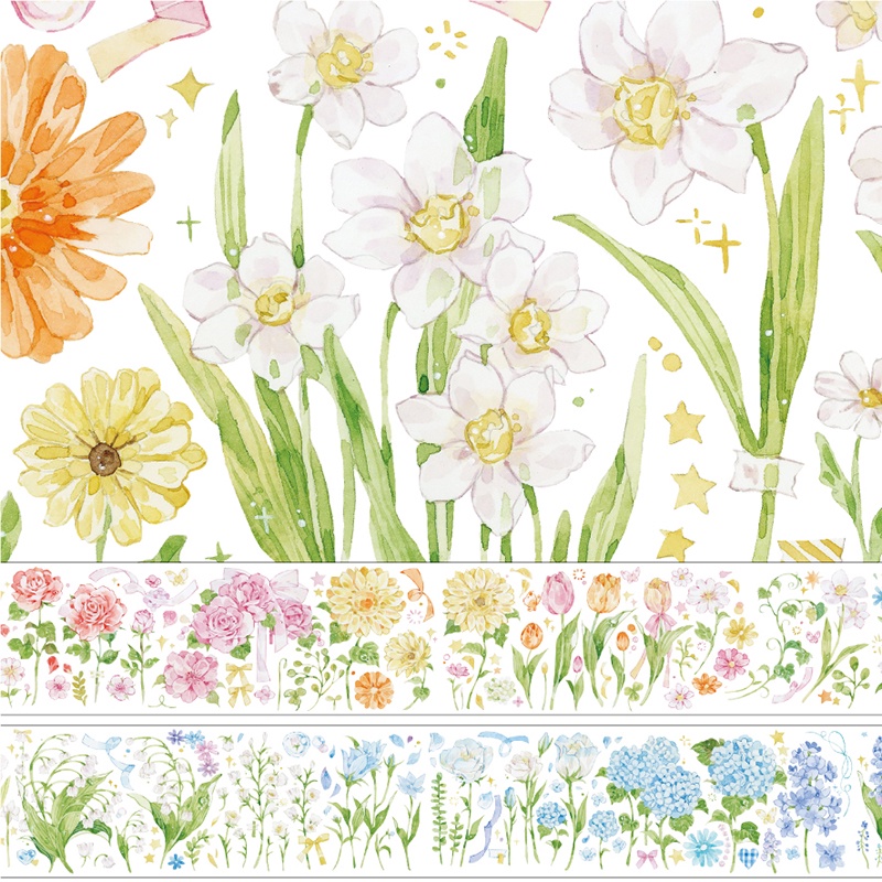 Băng washi chiết hình bộ sưu tập hoa