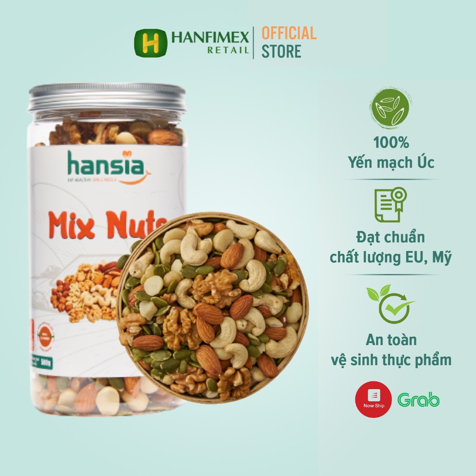 Hạt Các Loại Mix Nuts HANSIA Nhiều Vị Thơm Ngon, Phù Hợp Chế Độ Dinh Dưỡng Lành Mạnh Giàu Năng Lượng 300g - 500g