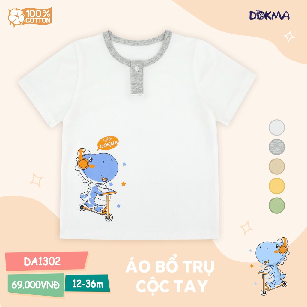 DA1302 Áo cộc tay bổ trụ bé trai cotton Dokma 6-36m