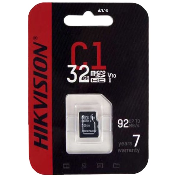 Thẻ nhớ camera Hikvision 32GB 64Gb Class 10 Box đen - Hàng chính hãng