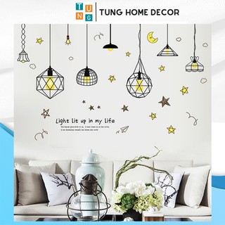 Decal dán tường hàn quốc trang trí phòng ngủ tung decor xl7230 đèn trang trí 1