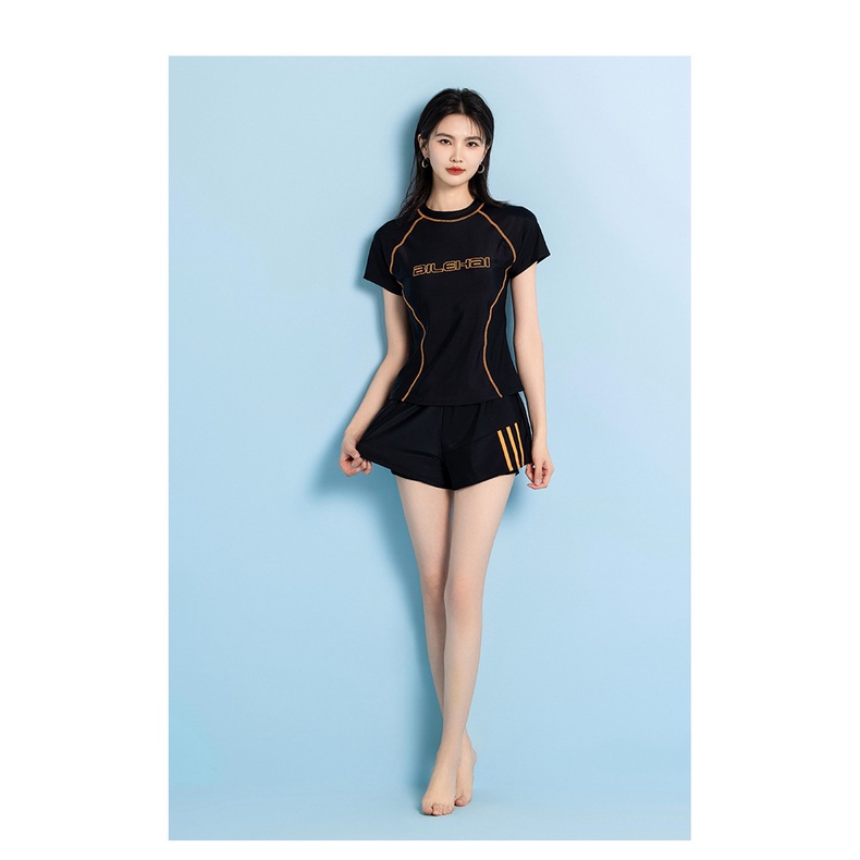 Bikini đi biển nữ du lịch kín đáo đùi ngắn Tay đi biển LUHAZO 2 mảnh kiểu Quảng Châu Đẹp Co Giãn 6630&6836 C-12