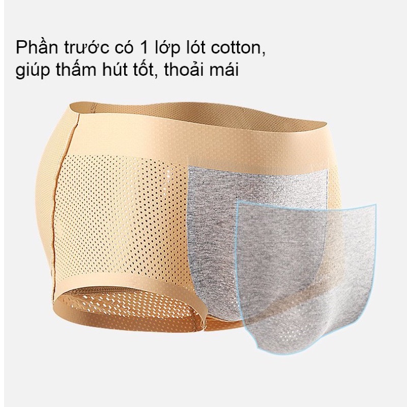 Quần lót độn mông nam mút liền, lưới thoáng khí nâng mông 1,5cm