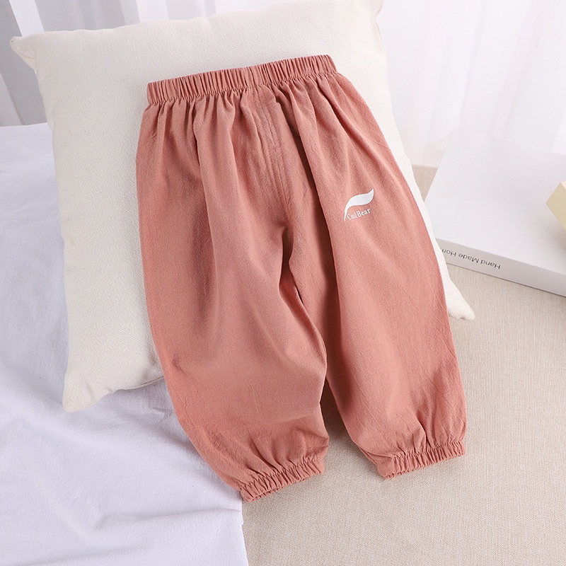 YAOEENH Quần Dài Vải Lanh Cotton Mỏng Thoáng Khí Chống Muỗi Cho Bé 80-120cm