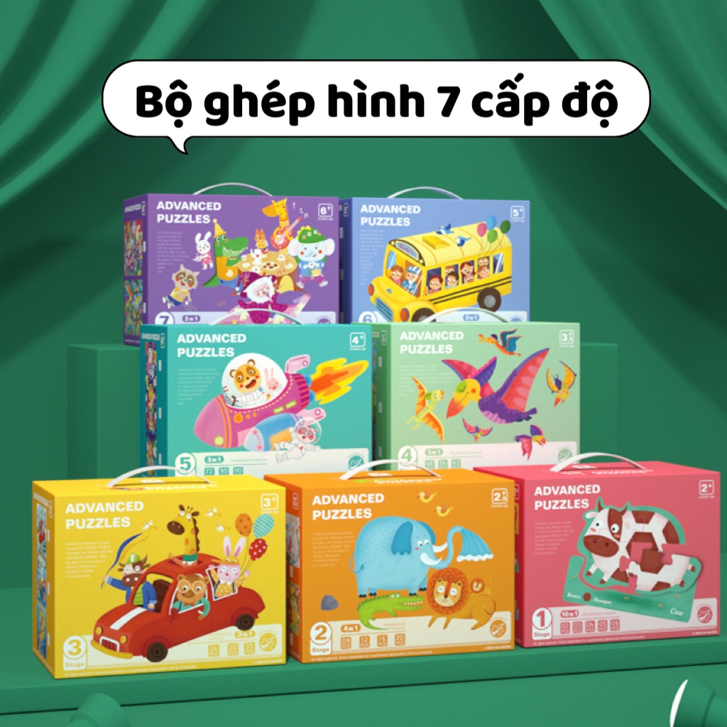 Bộ xếp hình 7 cấp độ ADVANCED PUZZLES từ dễ đến khó theo lứa tuổi cho bé